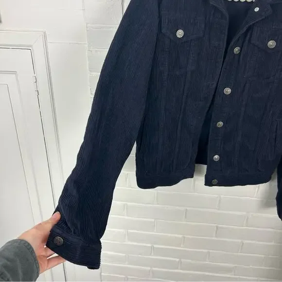 Fat Face Navy Corduroy Button Front Jacket Size US 2 - Picture 7 of 9